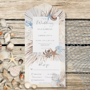 Boho Cream Beach Rustikales Abendessen All In One Einladung