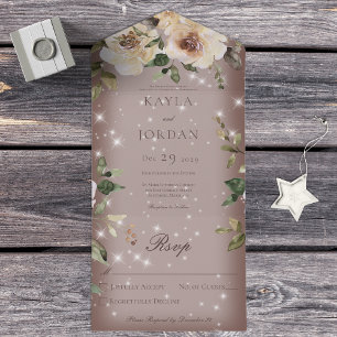 Boho Cream Rosen Glanz Braun Kein Abendessen All In One Einladung
