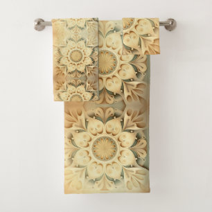Boho Cream Swirl Coeurs Design Ensemble de serviet