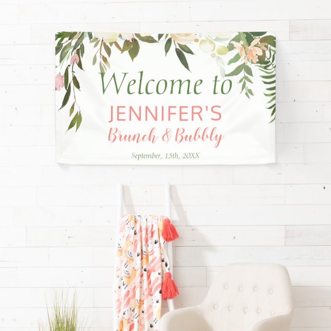 Boho Creme Rose Brunch & Bubbly Brautparty Banner (Insitu)