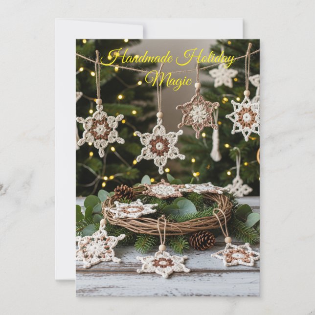 Boho Crochet Snowflake Weihnachtsschmuck Einladung (Vorderseite)