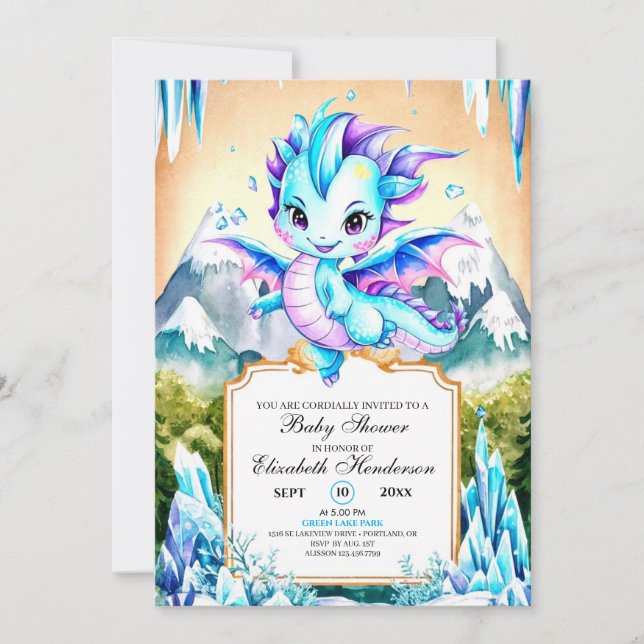 Boho Custom Dragon Baby Shower Einladung (Vorderseite)