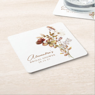 Boho Custom Earthy Nature Botanical Brautparty Rechteckiger Pappuntersetzer