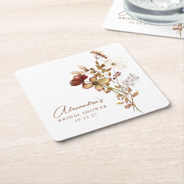 Boho Custom Earthy Nature Botanical Brautparty Rechteckiger Pappuntersetzer (angewinkelt)