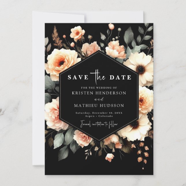 Boho Custom Peach Wedding Save The Date (Vorderseite)