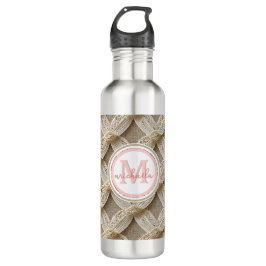 Boho Custom Personalisiert Pink & White Mit Monogr Edelstahlflasche