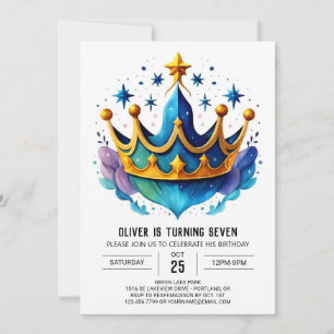 Boho Custom Prince Crown Geburtstag Einladung