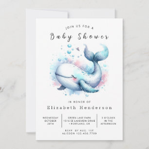 Boho Custom Whale Baby Shower Einladung