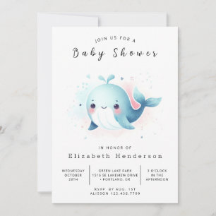 Boho Custom Whale Baby Shower Einladung