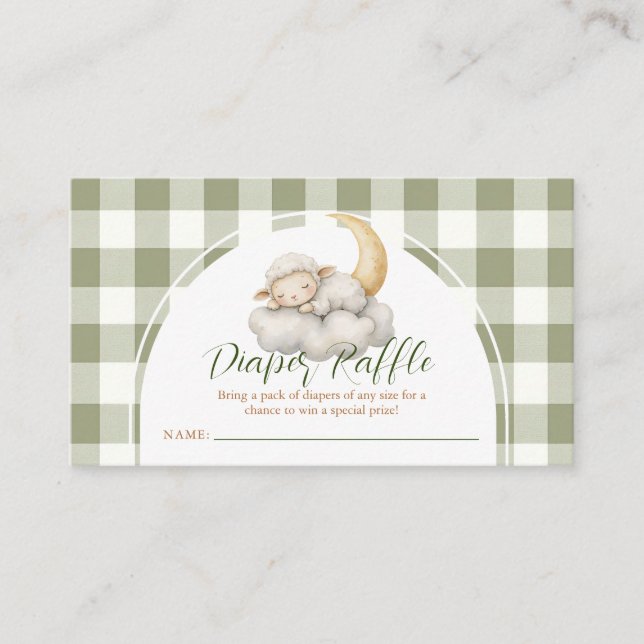 Boho Cute A little lamb baby shower Diaper Raffle Begleitkarte (Vorderseite)