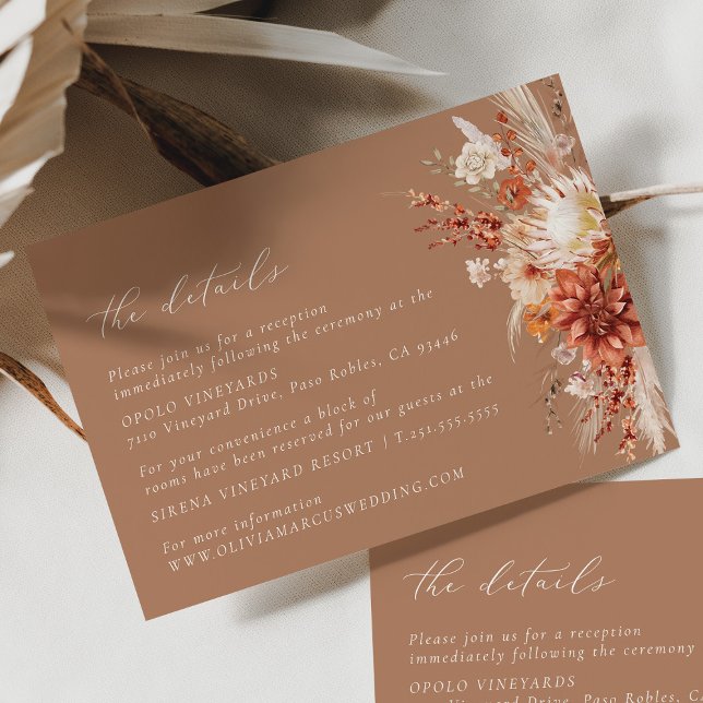 Boho Dahlia Wildblume Elegante Hochzeiten Details Begleitkarte (Von Creator hochgeladen)