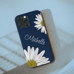 Boho Daisies Personalisiert Floral Navy Blue Case-Mate iPhone Hülle