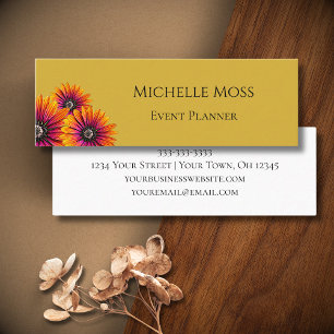 Boho Daisies Whimsical Botanical Gold Mini Visitenkarte