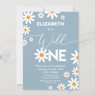Boho Daisies Wild One Birthday Party invitation Einladung