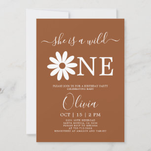 Boho Daisy 1er Anniversaire Invitation