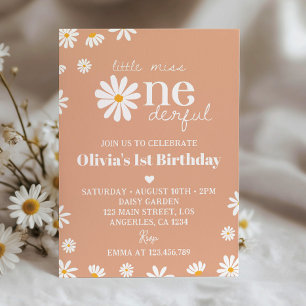 Boho Daisy 1er Anniversaire Invitation