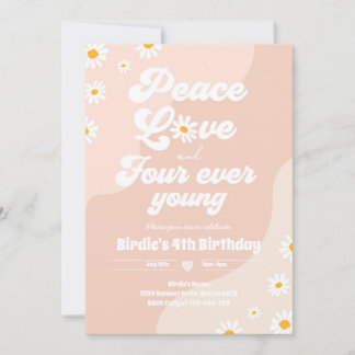 Boho Daisy 4. Geburtstag Peace Liebe Four Ever You Einladung
