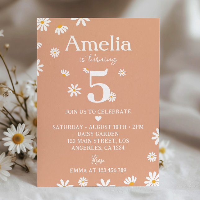 Boho Daisy Anniversaire Fête Invitation N'importe  (Créateur téléchargé)