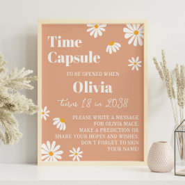 Boho Daisy Anniversaire Heure Capsule Poster