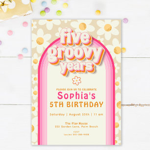Boho Daisy Arc-en-ciel Invitation de fête d'annive