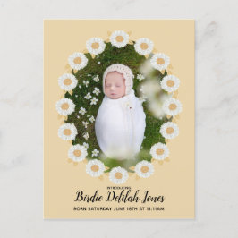 Boho Daisy Baby Girl Geburtserklärung Ankündigungspostkarte