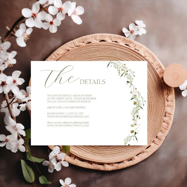 Boho Daisy Beidge Wildblume Einzelheiten zur Hochz RSVP Karte (Von Creator hochgeladen)