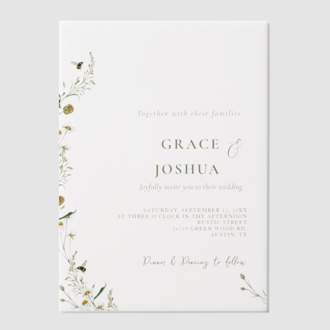 Boho Daisy Beidge Wildblume Hochzeit (Vorderseite)