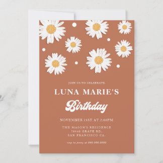 Boho Daisy Birthday Foto Einladungen