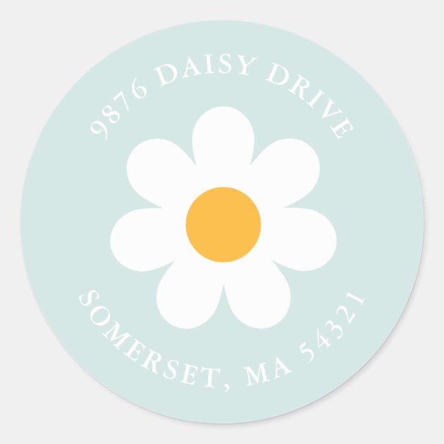 Boho Daisy Birthday Party Rücksendeadresse Runder Aufkleber (Vorderseite)