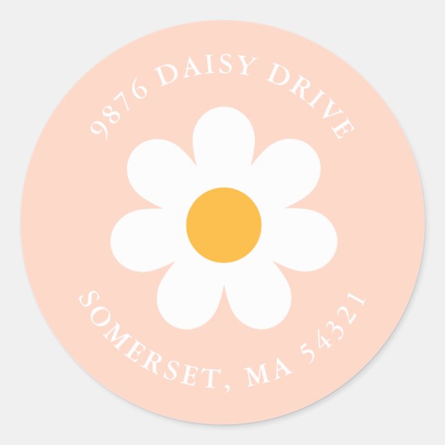 Boho Daisy Birthday Party Rücksendeadresse Runder Aufkleber (Vorderseite)