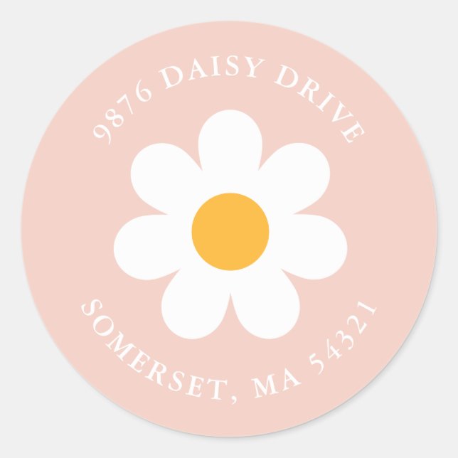 Boho Daisy Birthday Party Rücksendeadresse Runder Aufkleber (Vorderseite)