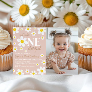 Boho Daisy Bloom Einladung zum ersten Geburtstag F