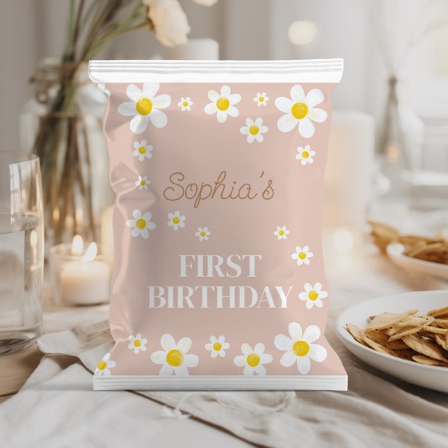 Boho Daisy Bloom Girl Birthday Chip Bag Wrapper Flyer (Von Creator hochgeladen)
