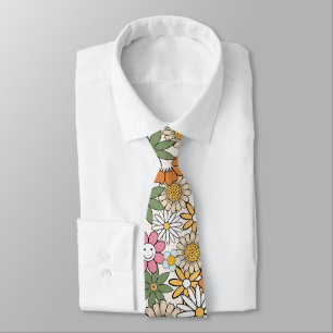 Boho Daisy Blume 70er Groovy Floral Krawatte