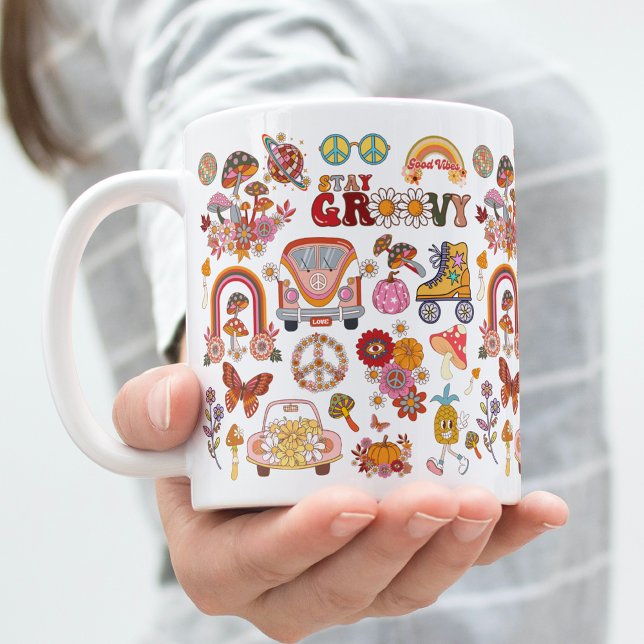 Boho Daisy Blume Retro Groovy Blumendesign Jumbo-Tasse (Von Creator hochgeladen)