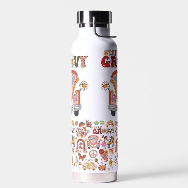 Boho Daisy Blume Retro Groovy Blumendesign Trinkflasche (Links)