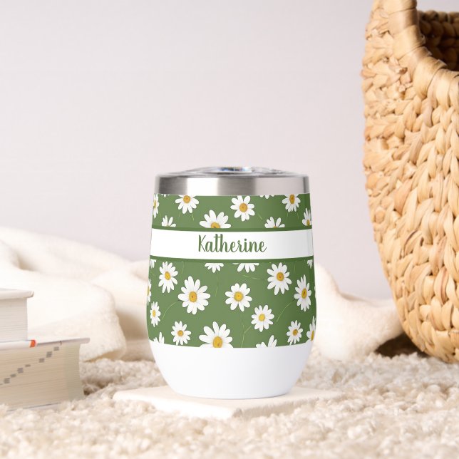 Boho-Daisy-Blumenmuster Grün (Wohnzimmer (gedreht))