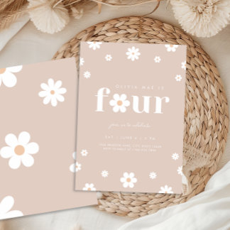 Boho Daisy - Einladung zum vierten Geburtstag