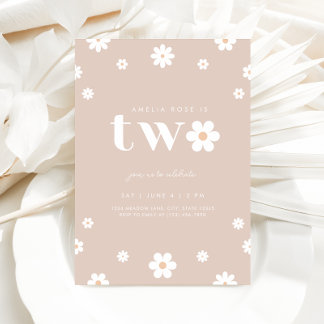 Boho Daisy Einladung zum zweiten Geburtstag