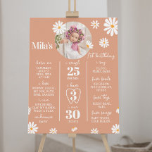 Boho Daisy First Birthday Milestone Sign