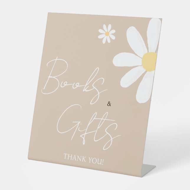 Boho Daisy Floral Baby Dusche Sockelschild (Vorderseite)