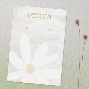 Boho Daisy Floral Blanc Bois de l'oreille Carte d'