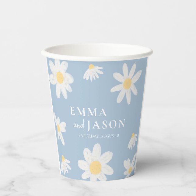 Boho Daisy Floral Wedding Paper Cups Pappbecher (Vorderseite)