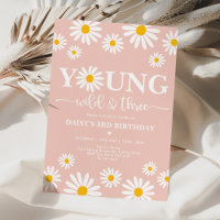 Boho Daisy Floral Young Wild & Three 3. Geburtstag