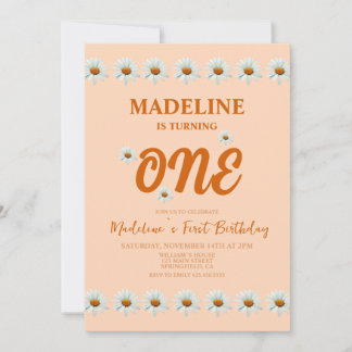 Boho Daisy Girls 1. Geburtstags-Party Einladung