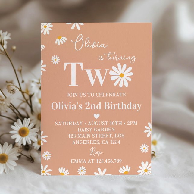 Boho Daisy Invitation du 2e anniversaire (Créateur téléchargé)