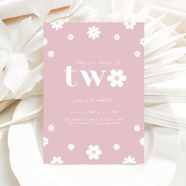 Boho Daisy Invitation du deuxième anniversaire (Créateur téléchargé)