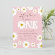 Boho Daisy One Girl's erste Einladung zum Geburtst
