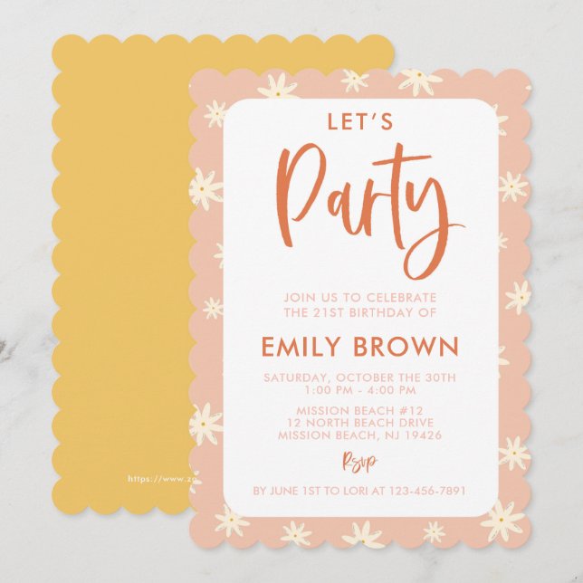 Boho Daisy Party für jedes Alter oder jede Veranst Einladung (Vorne/Hinten)