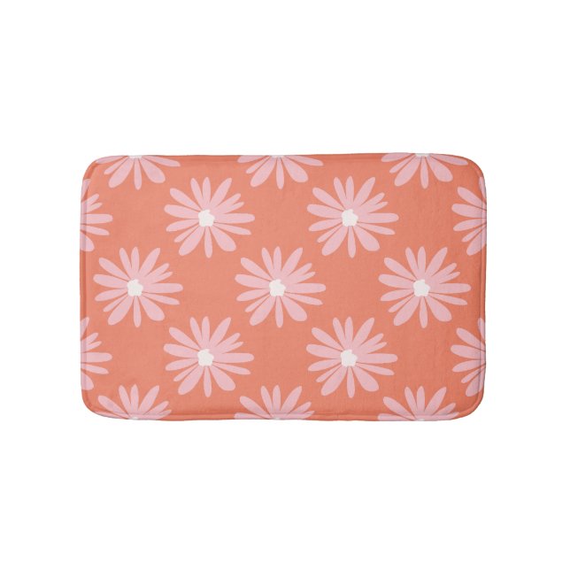 BOHO Daisy Pattern Salmon Color Retro Badematte (Vorderseite)